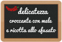 delicatezza croccante con cerchietti di mele candite e ricotta profumata allo sfusato