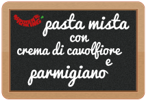 pasta mista con crema di cavolfiore e dadini di parmigiano